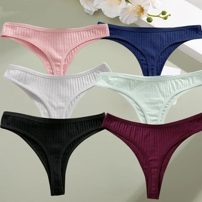 6 Pieces Set Soft Cotton G-String Women Panties
