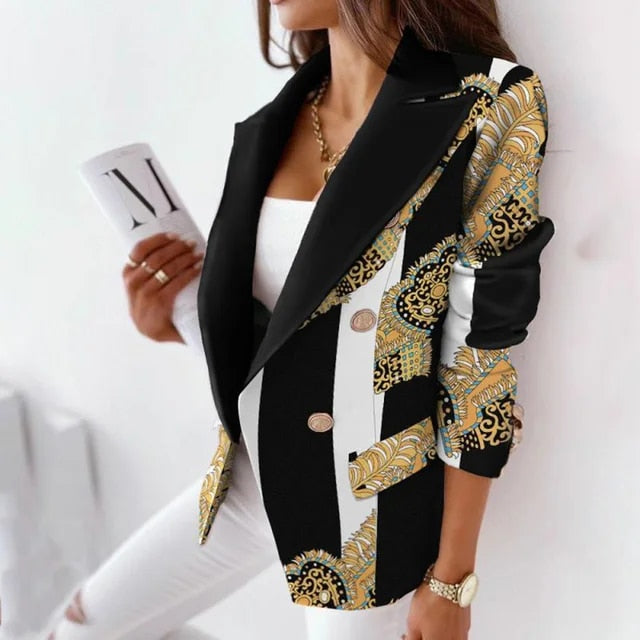 Turn-Down Collar Office Lady Style Blazer Jackets