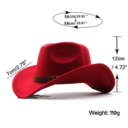 Western Cowboy Hat For Gentleman Lady With Leather Cloche