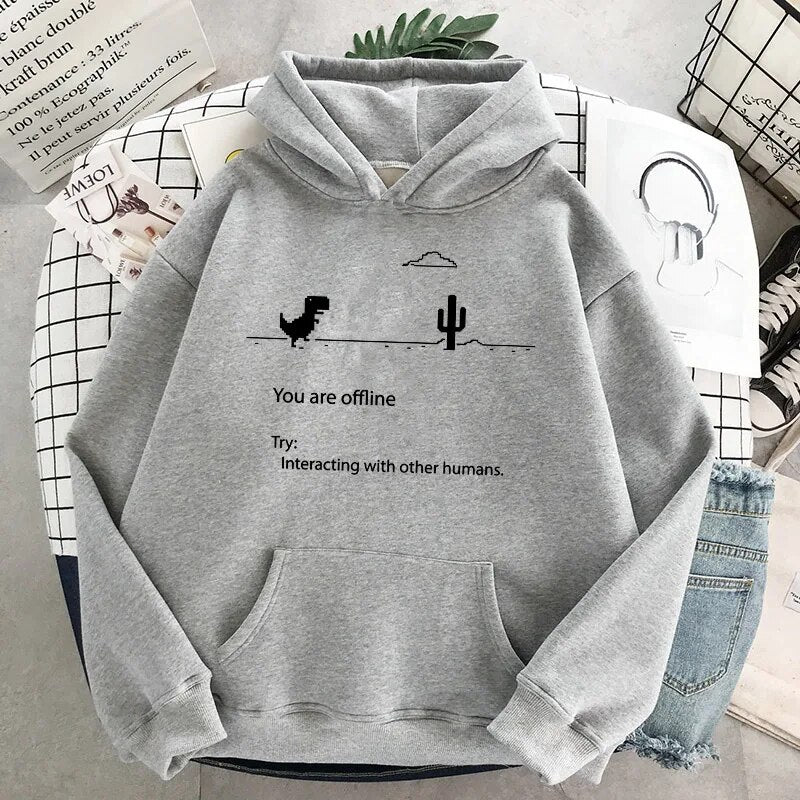 Google Chrome Disconnect Page Dinosaur Page Printed Hoodies