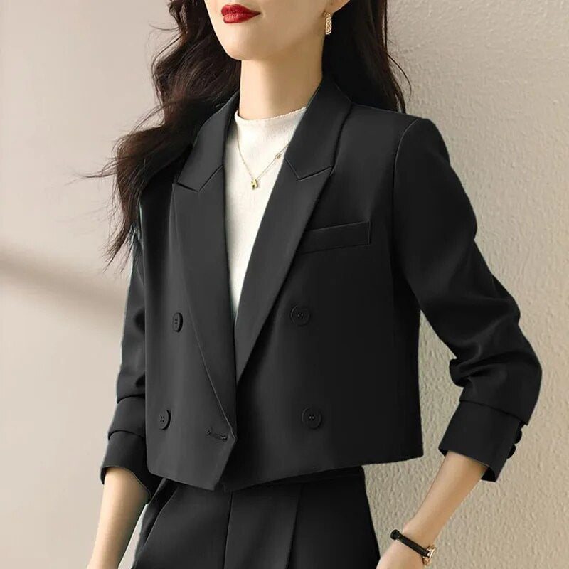 Double-Breasted Cropped Blazers For Women