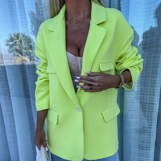 Office Lady Style Elegant Single Button Blazer Jackets