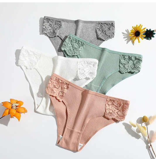 Breathable Seamless Lace Flower Embroidery Women Panties