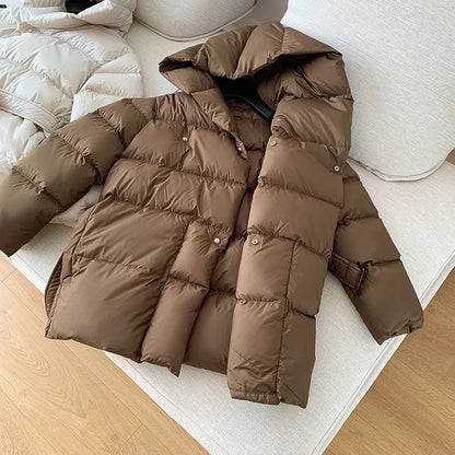 Soft Touch Puffy Lightweight Belted Casual Coats