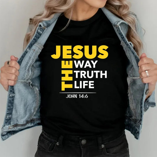 Jesus The Way Truth Life Printed Comfortable Summer T-Shirts