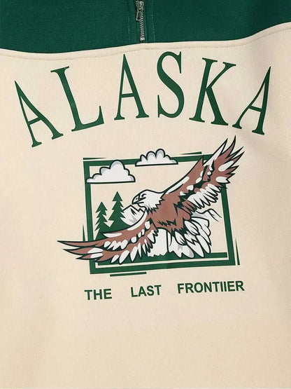 Wild and Fresh State ALASKA Printed Zipper Sweatshirts