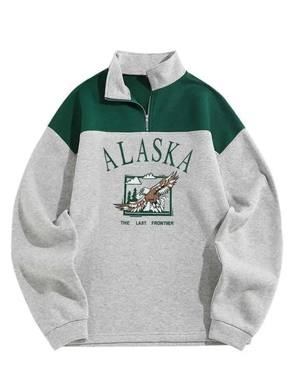 Wild and Fresh State ALASKA Printed Zipper Sweatshirts