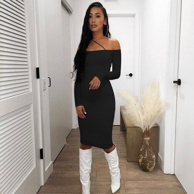 Sexy Off Shoulder Backless Midi Dress