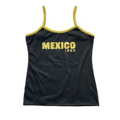 Sexy 1982 MEXICO Printed Sleeveless Crop Top