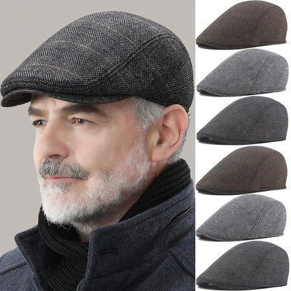 Fashion Wool Beret for Men – High Quality Autumn Winter Herringbone Flat Cap, Artist Painter Hat