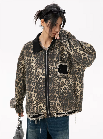 Leopard Denim Jacket