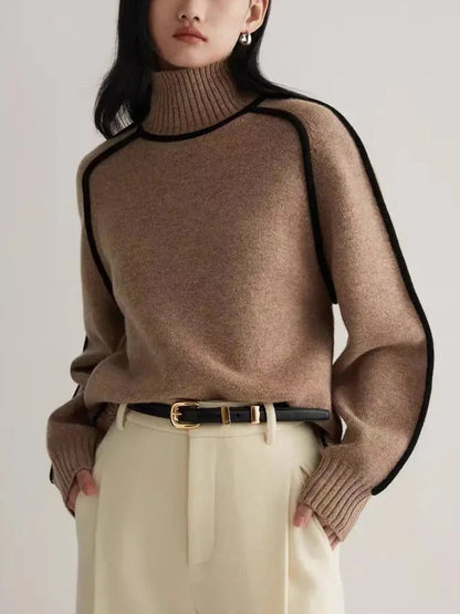 New Winter Fashion Elegant Linear Line Style Knit Casual Sweaters