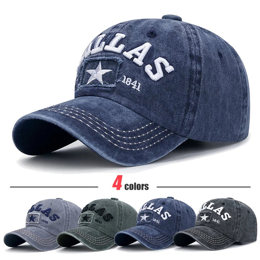 Unisex DALLAS 3D Embroidered Baseball Cap – Snapback Sun Hat, Dad Hat, 4 Color Options