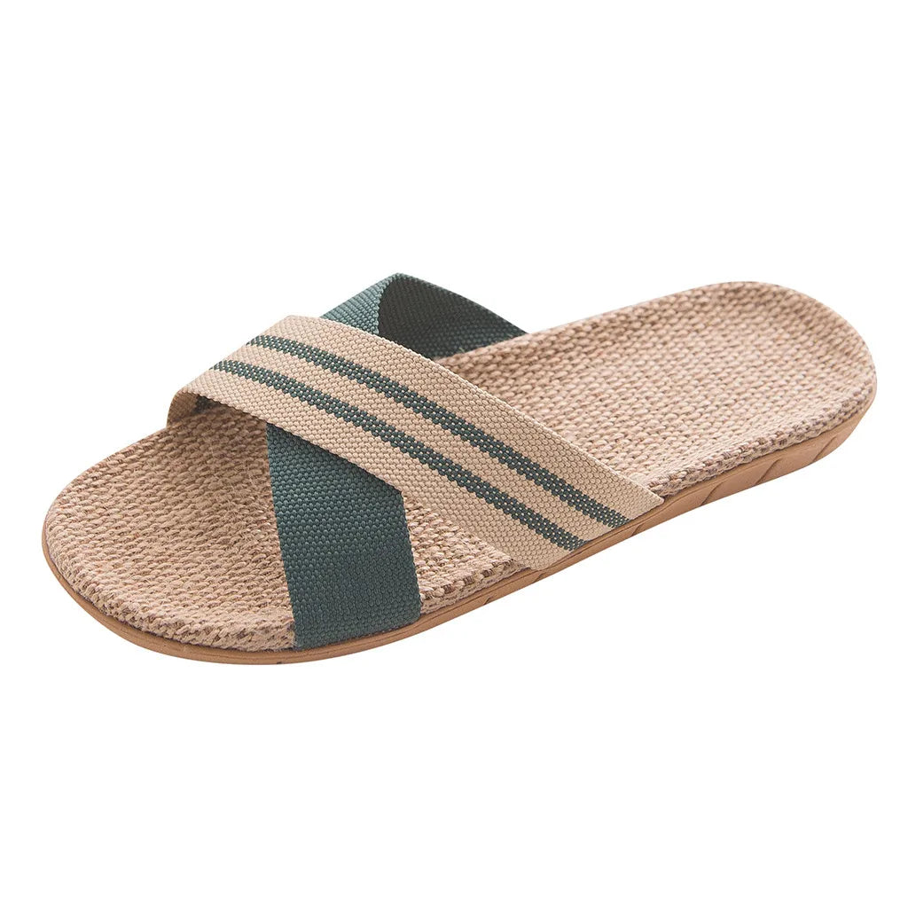 Anti-Slip Linen Flat Slippers