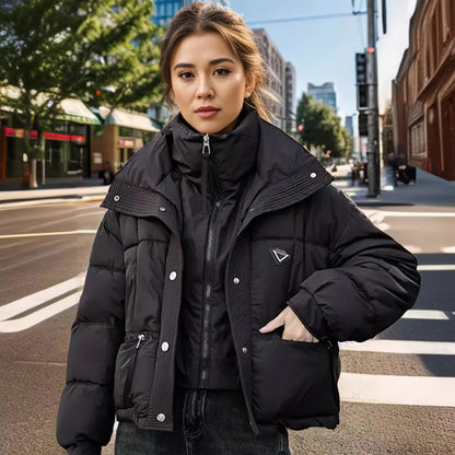 Winter Korean Women’s Puffer Parka Thick Warm Down Cotton Padded Coat Loose Fit Short Jacket