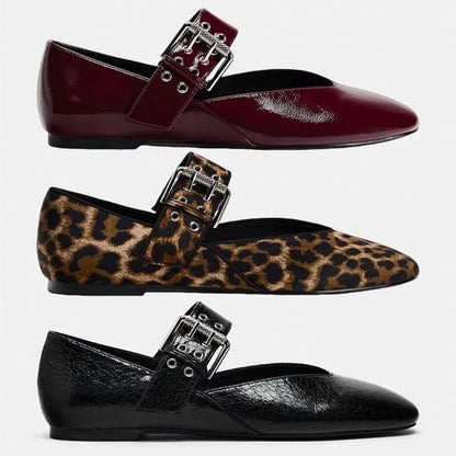 Women's Pointed Toe Flats - Retro Leopard Print Loafers & Ballerinas for Autumn, Elegant Dress Shoes