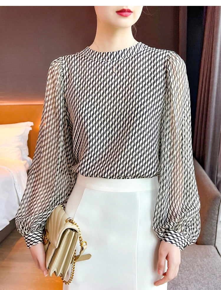 Stylish Women's Chiffon Blouse | Chic Luxury Top with Graceful Design for Spring/Summer