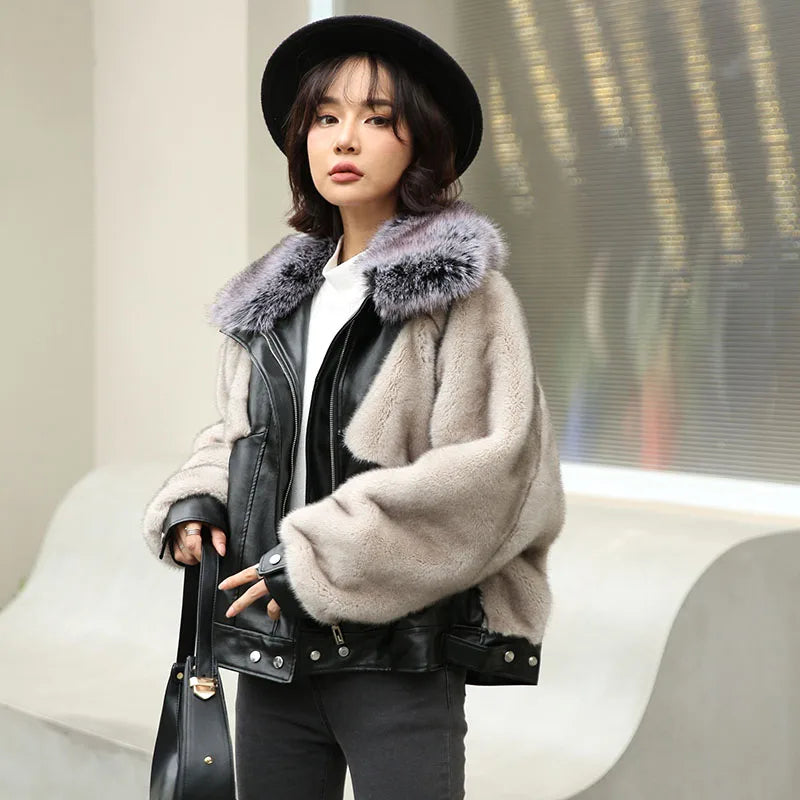 Faux Mink Fur Coat for Women – Luxury Fox Lapel Overcoat, Thick, Warm & Plush Winter Jacket