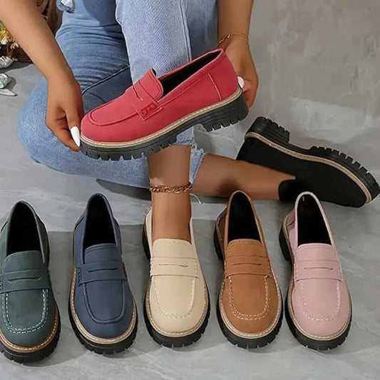 Women's Casual Walking Loafers - Classic Slip-On Flat Shoes for Spring & Autumn, Comfortable Everyday Wear