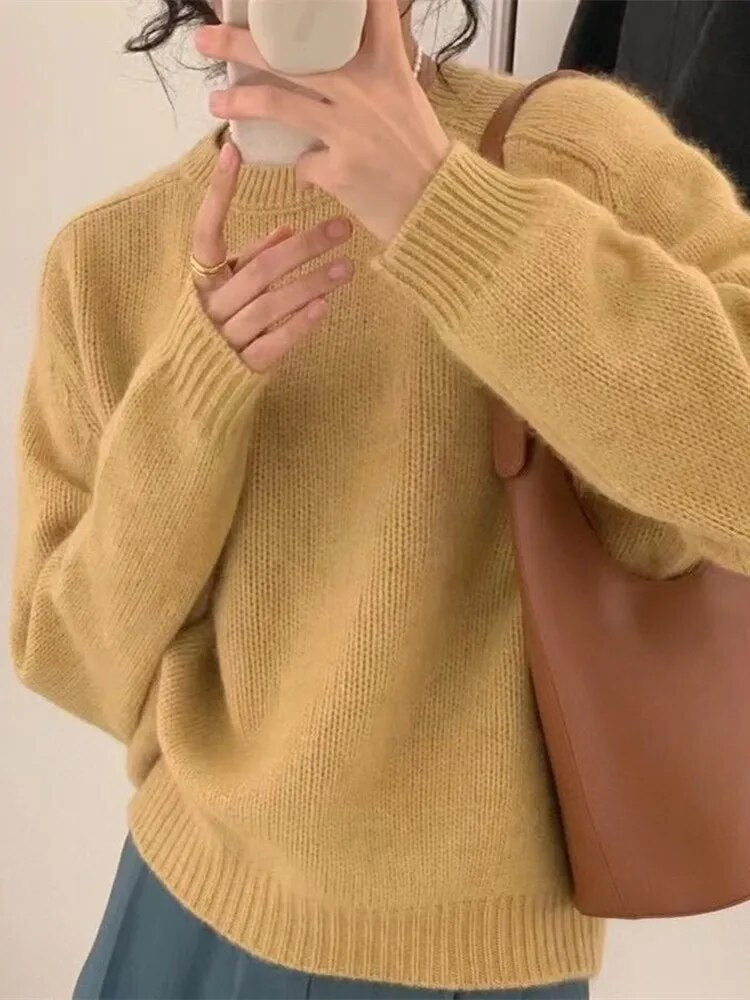 New Korean Round Neck Cashmere Sweater For Women