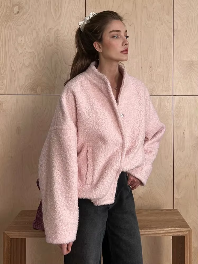 Autumn Fashion Plush Pink Jackets