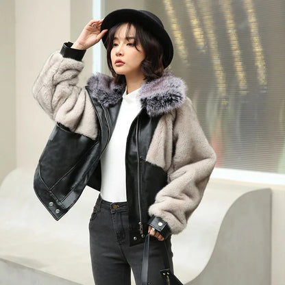 Faux Mink Fur Coat for Women – Luxury Fox Lapel Overcoat, Thick, Warm & Plush Winter Jacket