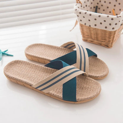 Anti-Slip Linen Flat Slippers