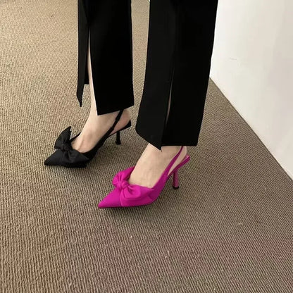 Summer Slingback Heels - Sexy Pointed Toe High Heels with Butterfly Knot, Elegant Dress Shoes for Women