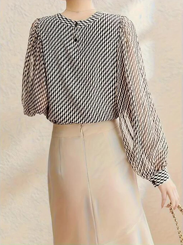 Stylish Women's Chiffon Blouse | Chic Luxury Top with Graceful Design for Spring/Summer