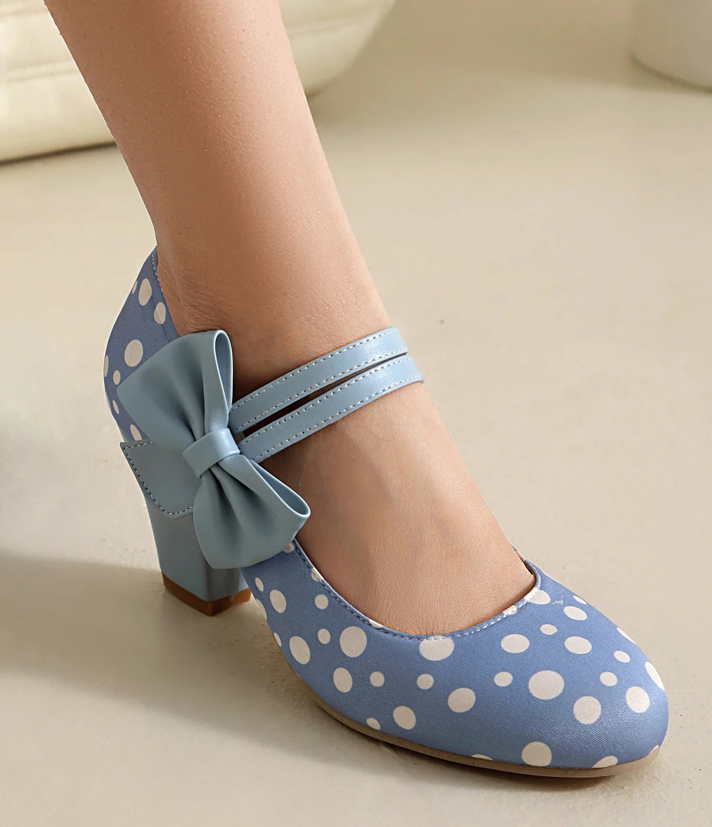 Polka Dot Mary Jane High Heels - Pointed Toe Ankle Strap Pumps, Lolita Cosplay & Party Shoes for Women