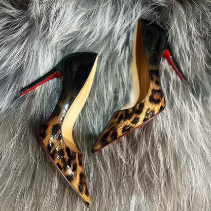 2025 Fashion Gradient Leopard Heels - Sexy Pointed Toe Thin Heel Pumps for Women, Party & Banquet Shoes