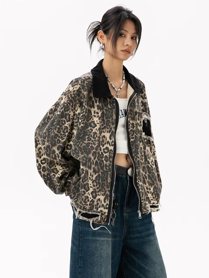 Leopard Denim Jacket