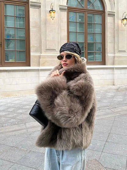 Luxurious Fluffy Long Sleeve Women's Faux Fur Coats