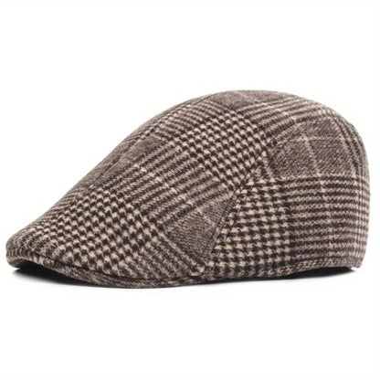 Unisex Retro Plaid Beret – Breathable, Absorbent Paperboy Cap for Spring & Autumn Outdoor Casual Wear