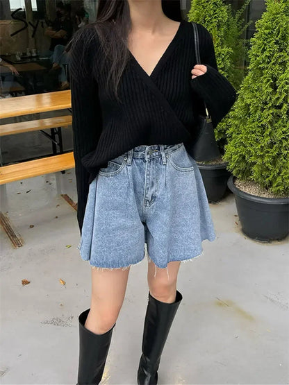 Summer Fashion Wide Leg Denim Shorts