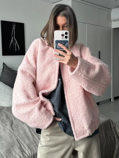 Autumn Fashion Plush Pink Jackets