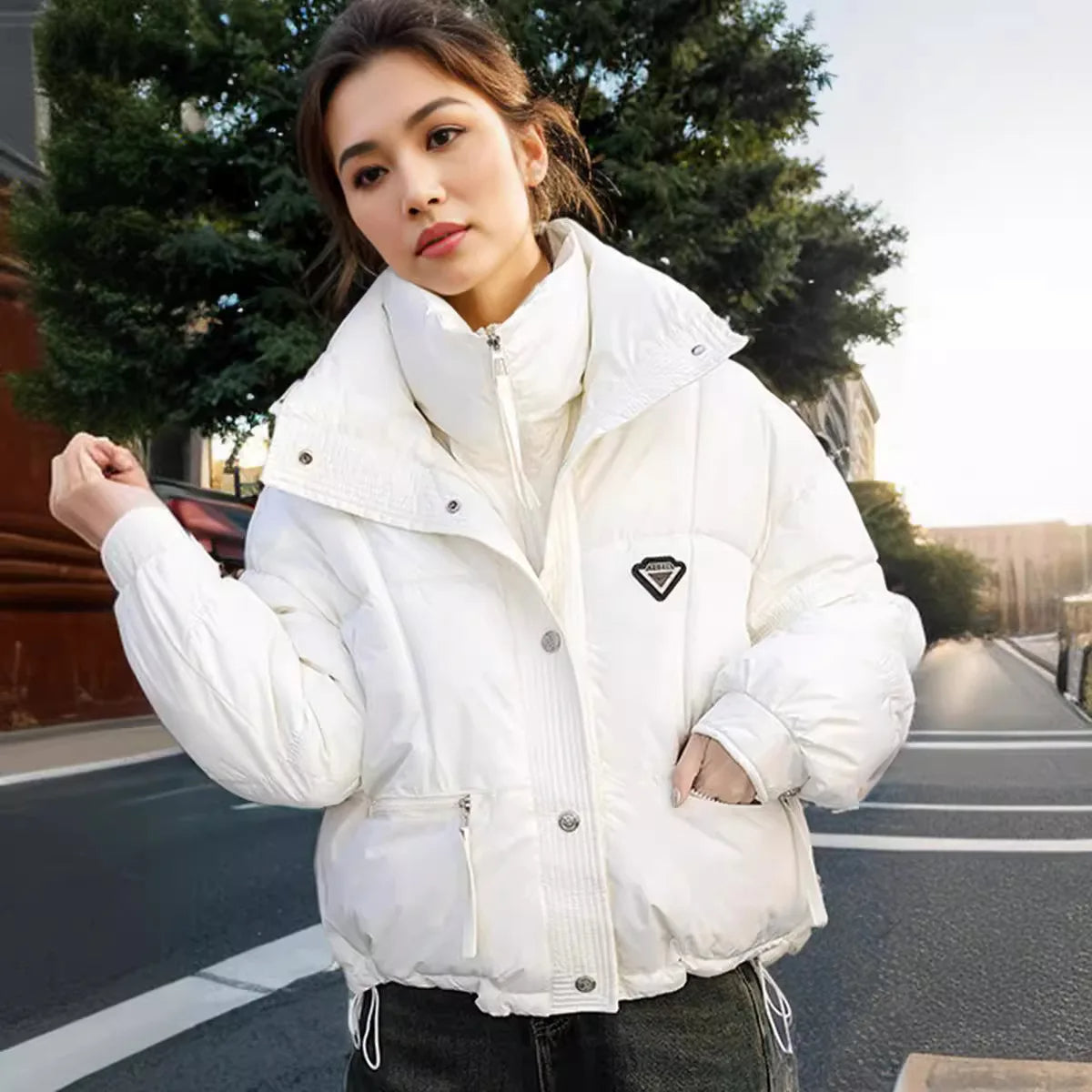 Winter Korean Women’s Puffer Parka Thick Warm Down Cotton Padded Coat Loose Fit Short Jacket