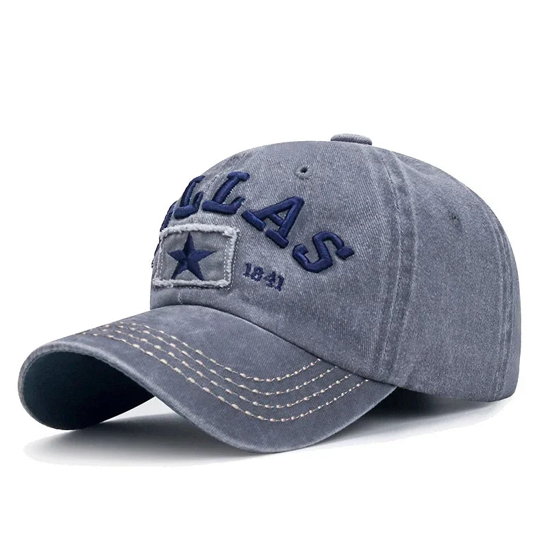 Unisex DALLAS 3D Embroidered Baseball Cap – Snapback Sun Hat, Dad Hat, 4 Color Options