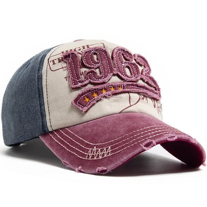 Vintage Washed Cotton 1962 Embroidered Snapback Baseball Cap - Unisex Spring Autumn Hip Hop Hat