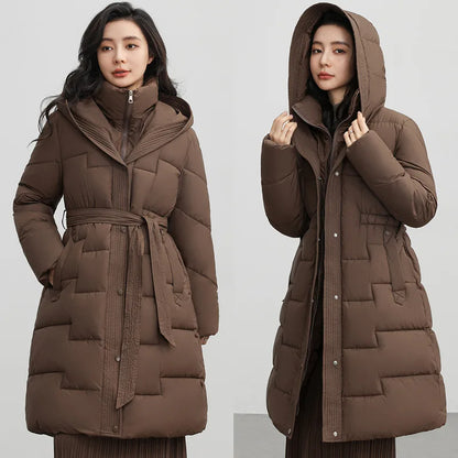 Winter Women's Long Thicken Down Coat – Hooded, Straight Elegant Outerwear, Korean Fashion