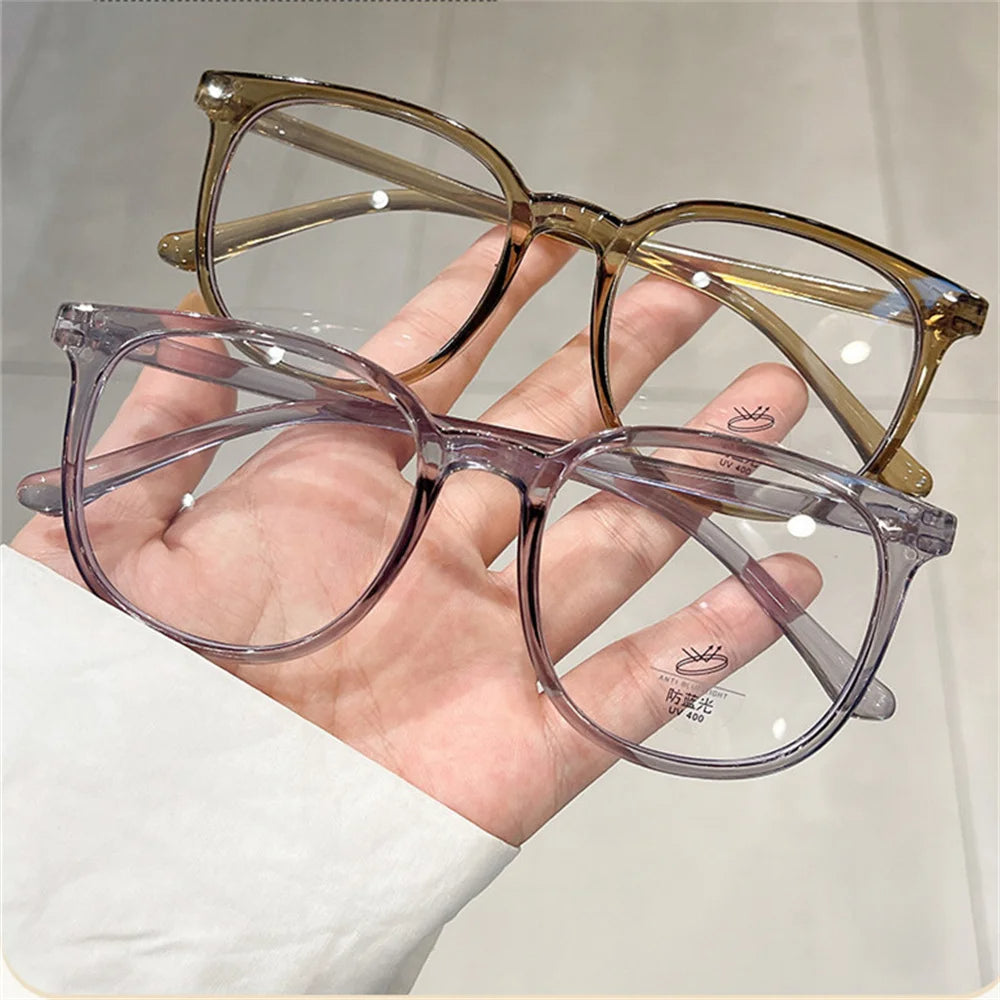 Retro Square Transparent Glasses - Ultra-Light Blue Light Blocking Eyewear, Trendy Korean Style