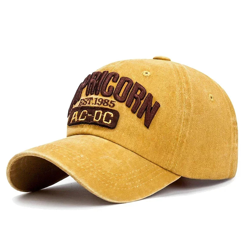 New Retro American Style Washed Baseball Cap - Unisex 3D Embroidered Letters Sun Visor Hat