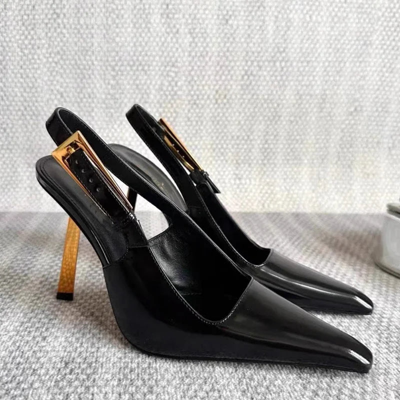 Elegant Slingback High Heels - Sexy Pointed Toe Sandals for Women, Fashion Designer Slides