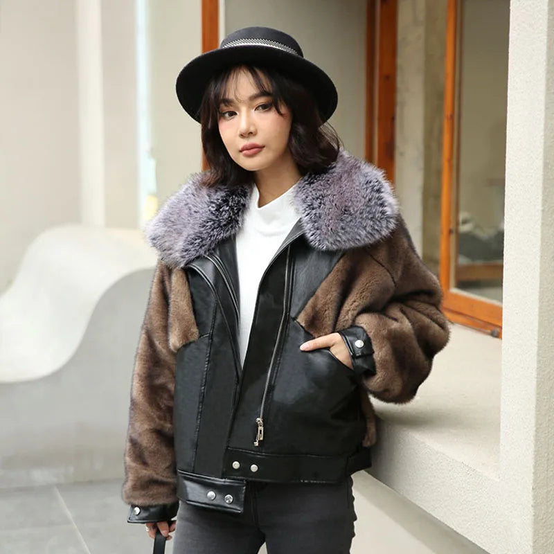 Faux Mink Fur Coat for Women – Luxury Fox Lapel Overcoat, Thick, Warm & Plush Winter Jacket