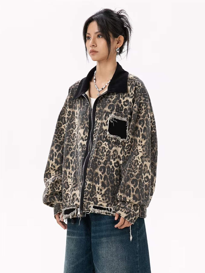 Leopard Denim Jacket