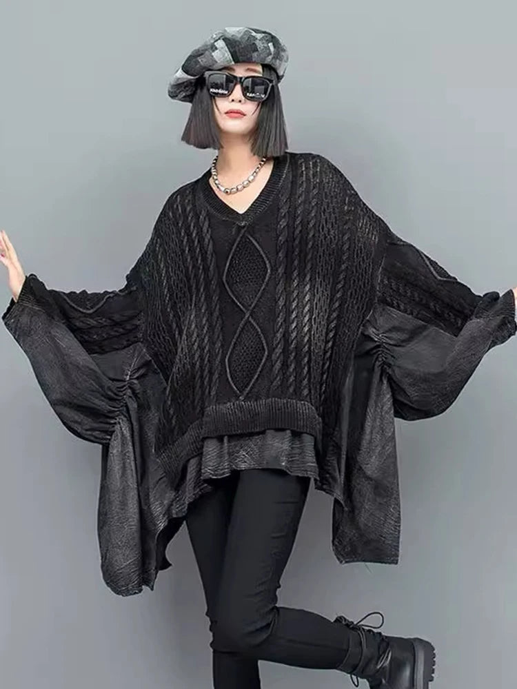 Batwing Sleeve Irregular Big Size Knitting Sweaters