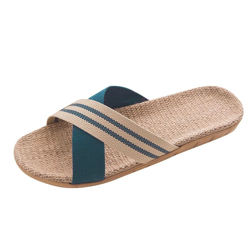 Anti-Slip Linen Flat Slippers