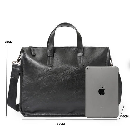 Large Capacity Men's Business Laptop Bag - Top-Handle Briefcase with Shoulder Strap & Travel Crossbody Tote