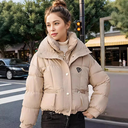 Winter Korean Women’s Puffer Parka Thick Warm Down Cotton Padded Coat Loose Fit Short Jacket