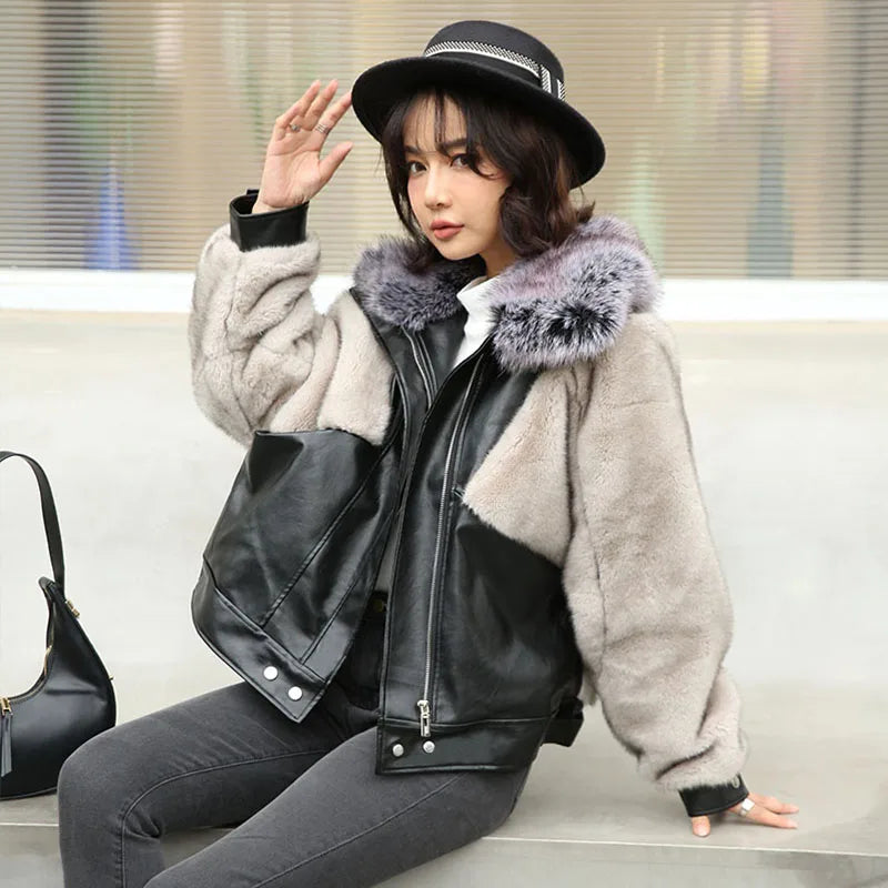 Faux Mink Fur Coat for Women – Luxury Fox Lapel Overcoat, Thick, Warm & Plush Winter Jacket